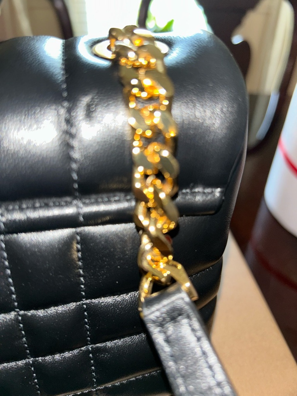 Burberry Black Quilted Leather TB Logo Shoulder Bag with Gold Hardware - Picture 6 of 9